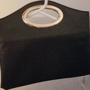 Black and gold clutch bag
